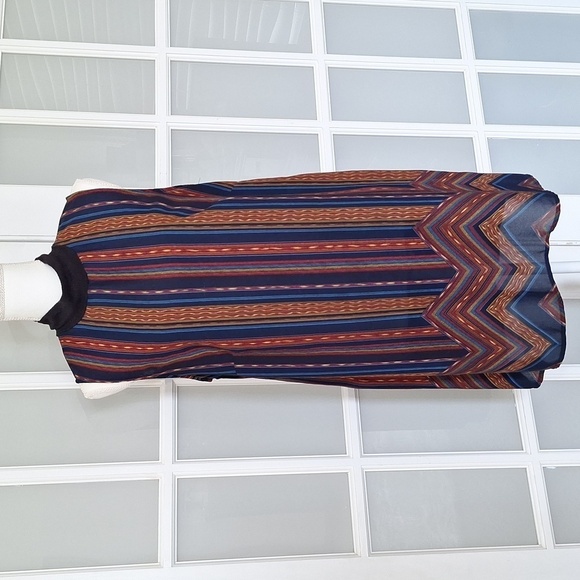 Bobeau Split Side Mock Neck Stripe Tunic Blouse - Picture 5 of 16